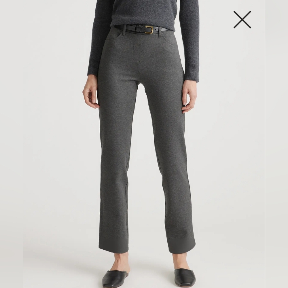 Quince Ultra Stretch 4 Pocket Ponte Straight Leg Pants Size Medium in Charcoal